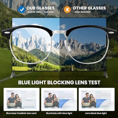 Cyxus Browline Blue Light Glasses for Men Women Reduce Eye Strain 8056T54 | Stylish Anti-Blue Light Glasses for Screen Use thumbnail 3