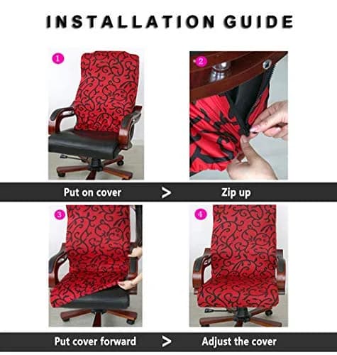 WOMACO Printed Office Chair Cover, Stretch Computer Chair Slipcover, Black, Medium | Universal Fit & High Stretch thumbnail 5