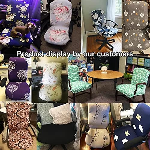 WOMACO Printed Office Chair Cover, Stretch Computer Chair Slipcover, Black, Medium | Universal Fit & High Stretch thumbnail 6