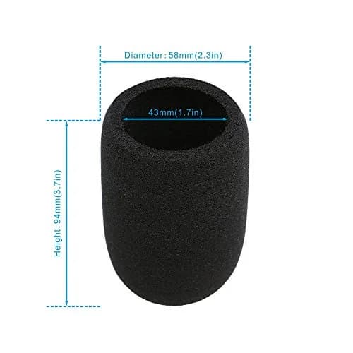 SUNMON Black Microphone Windscreen Foam Cover for Audio-Technica AT2020 Condenser Mic | 4.3 cm (1.7 inches) thumbnail 3
