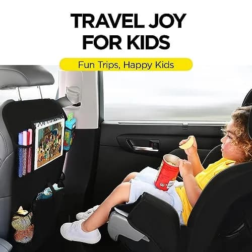 lebogner Back Seat Cover for Kids + 6 Pocket Storage Organizer, 2 Pack X-Large Waterproof Kick Mats Backseat Protector with iPad Tablet Holder, Car Seat Back Protectors for Vehicles to Protect from Dirt & Mud | Universal Fit Vinyl thumbnail 2