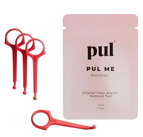 The Pultool Pack of 4 Aligner Removal Tools | Hygienic Invisalign & Retainer Hook for Clear Aligners, Night Guards | Pink thumbnail 1