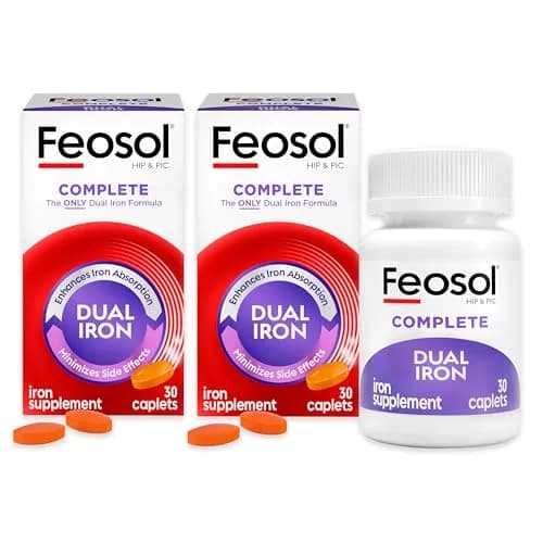 Feosol Complete Iron Supplement Caplets 60 Count | High Absorption, Gentle on Stomach, Supports Energy & Immunity thumbnail 1