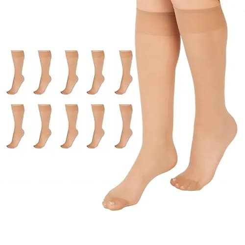 L'eggs Knee High Stockings Reinforced Toe | Sheer Beige Hosiery for Women thumbnail 1