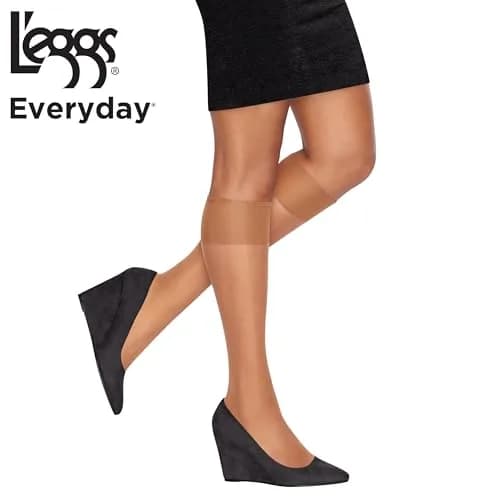 L'eggs Knee High Stockings Reinforced Toe | Sheer Beige Hosiery for Women thumbnail 2