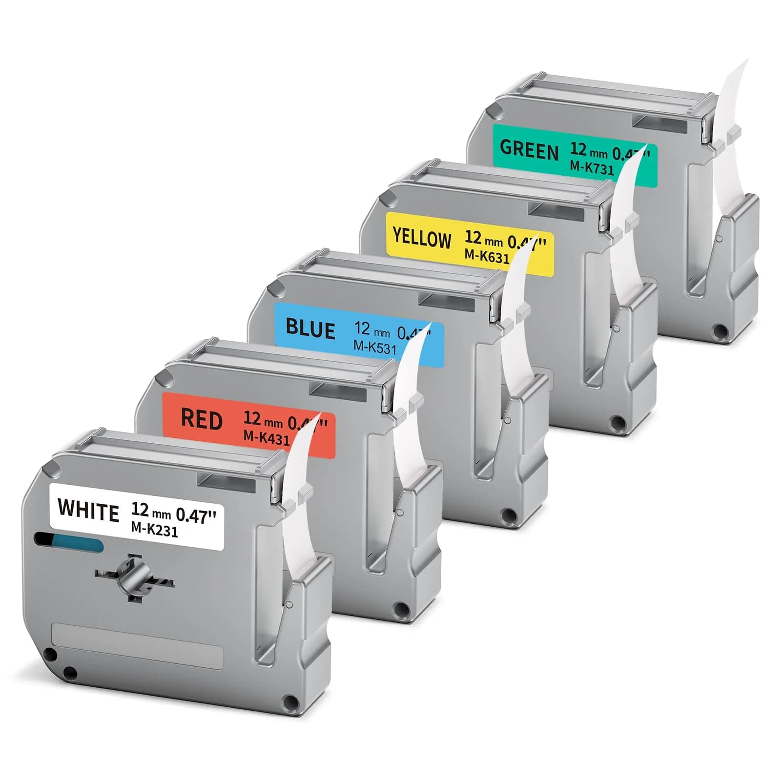 Labelife Replacement M Tape for Brother Label Maker PT-M95 PT-65 PT-45 PT-80 PT-70 | 12mm, 5 Color Pack, Waterproof & Durable - main product image