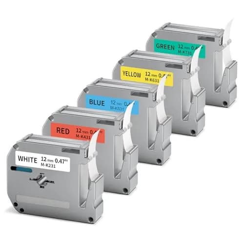 Labelife Replacement M Tape for Brother Label Maker PT-M95 PT-65 PT-45 PT-80 PT-70 | 12mm, 5 Color Pack, Waterproof & Durable thumbnail 1