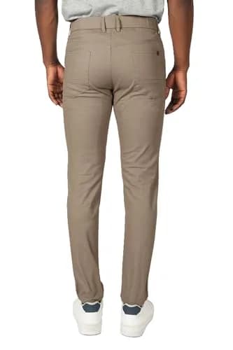 Plaid&Plain Men's Skinny Stretch Khaki Pants Slim Fit Tapered Slacks | Modern Fit, Cotton & Spandex, Dark Khaki, 30W x 32L thumbnail 5