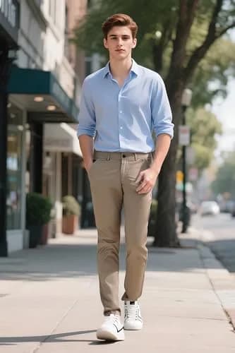 Plaid&Plain Men's Skinny Stretch Khaki Pants Slim Fit Tapered Slacks | Modern Fit, Cotton & Spandex, Dark Khaki, 30W x 32L thumbnail 7