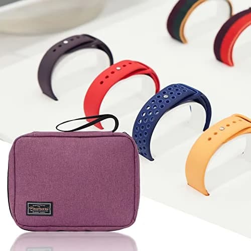 PACMAXI Watch Band Storage Case for 20 Bands | Purple Polyester Organizer with Wristlet Handle thumbnail 4