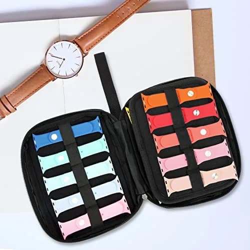 PACMAXI Watch Band Storage Case for 20 Bands | Purple Polyester Organizer with Wristlet Handle thumbnail 6