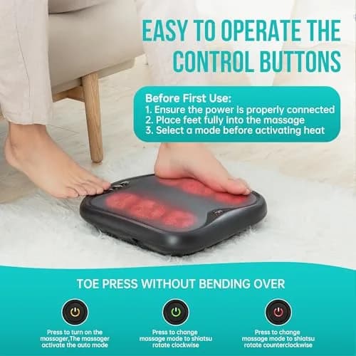Snailax Shiatsu Foot Massager with Heat | Ergonomic Design, 3 Modes & 3 Intensity Levels, Fits All Feet thumbnail 3