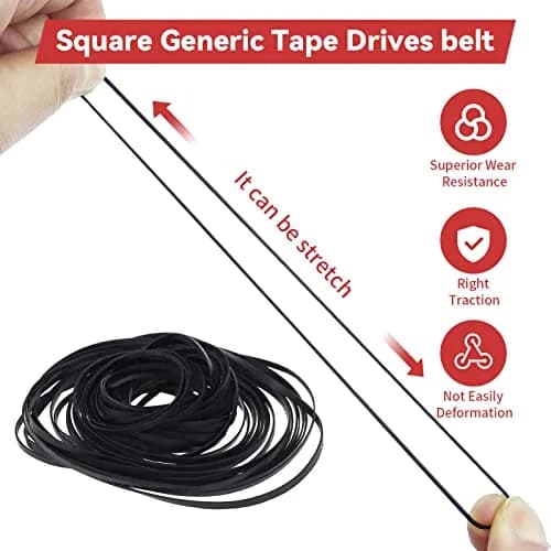 TEANTECH Cassette Recorder Rubber Belts 50-Piece Mix | 1mm Width, 40-135mm Length thumbnail 3