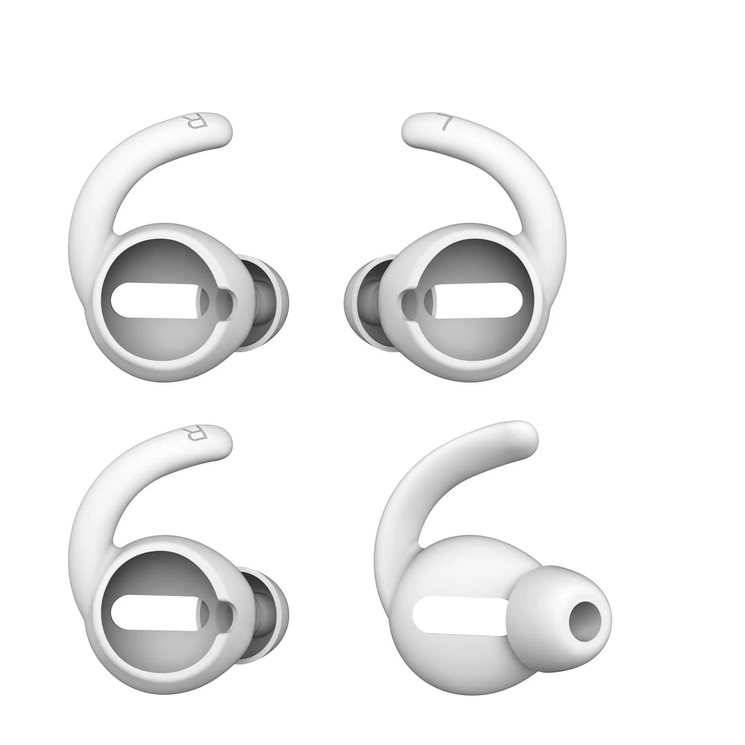 REEYEAR Anti-Slip Earhooks for Apple AirPods 1 & 2, Soft Silicone Skin, Sound Enhancement, 2 Pairs White - main product image
