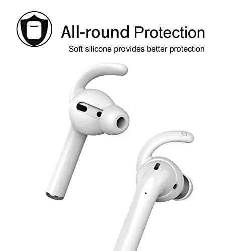 REEYEAR Anti-Slip Earhooks for Apple AirPods 1 & 2, Soft Silicone Skin, Sound Enhancement, 2 Pairs White thumbnail 4