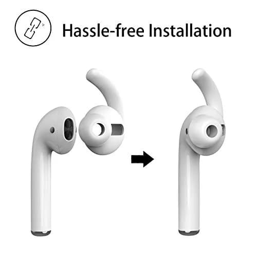REEYEAR Anti-Slip Earhooks for Apple AirPods 1 & 2, Soft Silicone Skin, Sound Enhancement, 2 Pairs White thumbnail 3