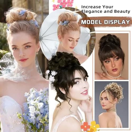 MORICA 2PCS Dark Brown Messy Bun Hair Piece for Women, 85g (3oz) Heat Resistant Synthetic Fiber | Adds Volume and Fullness thumbnail 6