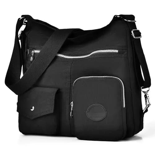 Dora & Liz Hobo Purse for Women, Nylon Crossbody Shoulder Handbag Convertible Backpack 34cm (13.39") | Multi-Way Carry Water-Resistant Bag thumbnail 1