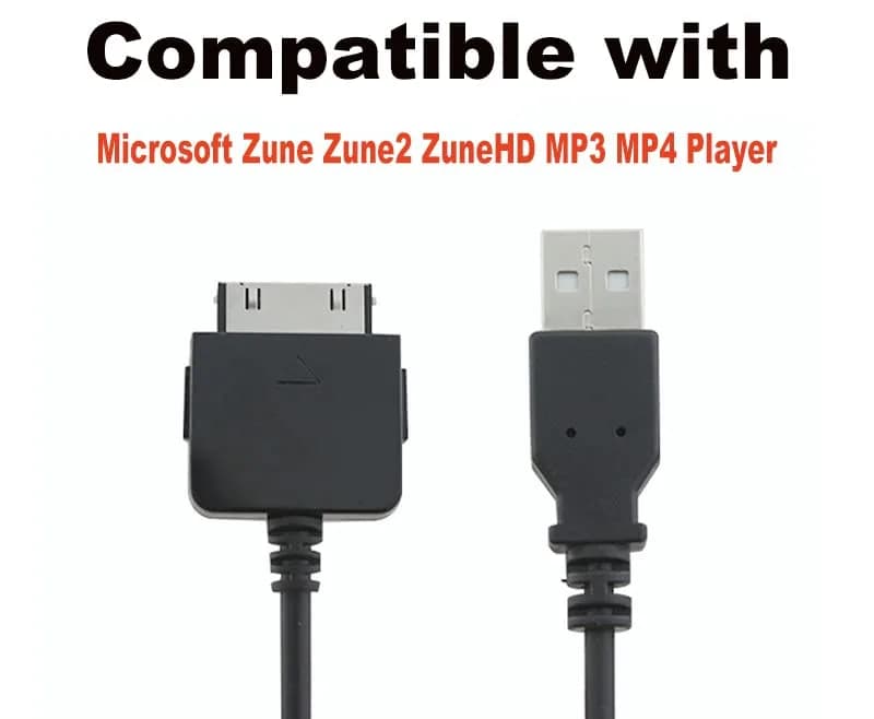 Adhiper Black USB Sync Data Transfer Charging Cable for Microsoft Zune Zune2 ZuneHD MP3 MP4 Player (1m / 3.3ft) thumbnail 2