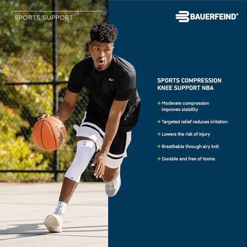 Bauerfeind Sports Compression Knee Support NBA Black L | Doctor Recommended, Adjustable Fit thumbnail 5