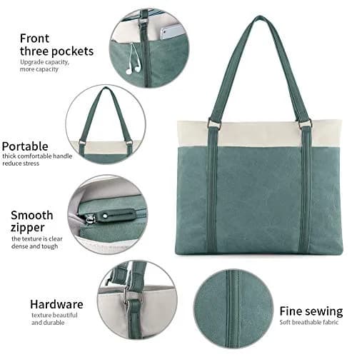 BAG WIZARD Laptop Tote Bag for Women, 15.6 Inch Work Bag with Laptop Compartment and Zipper, 14 Liters | Brown Canvas Computer Tote for Teacher, Office, Travel, Business, Carry On Personal Item Bag thumbnail 5