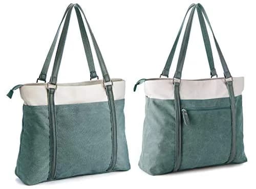 BAG WIZARD Laptop Tote Bag for Women, 15.6 Inch Work Bag with Laptop Compartment and Zipper, 14 Liters | Brown Canvas Computer Tote for Teacher, Office, Travel, Business, Carry On Personal Item Bag thumbnail 6