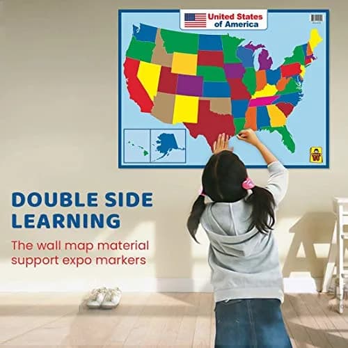 UNCLE WU United States Map Laminated Poster - Waterproof Dry Erase 17x23 inch | Educational Wall Chart for Kids & Adults thumbnail 6