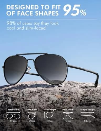 Luenx Aviator Polarized Sunglasses Men Women Classic UV400 Driving | Anti-Glare, Lightweight Metal Frame, Large Fit thumbnail 5
