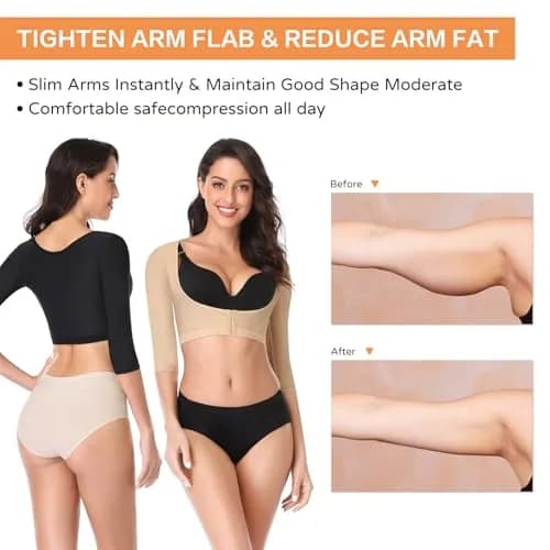 woahee Women's Arm Shaper Plus Size Arm Faja Compression Sleeve for Post Surgical Recovery, Black Large thumbnail 8