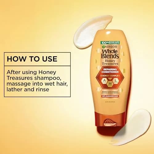 Garnier Whole Blends Honey Treasures Repairing Conditioner 3 Fl Oz | Nourishes & Strengthens Damaged Hair thumbnail 6