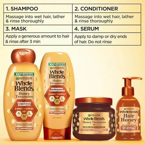 Garnier Whole Blends Honey Treasures Repairing Conditioner 3 Fl Oz | Nourishes & Strengthens Damaged Hair thumbnail 8