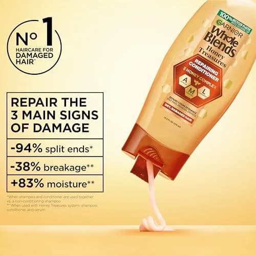 Garnier Whole Blends Honey Treasures Repairing Conditioner 3 Fl Oz | Nourishes & Strengthens Damaged Hair thumbnail 3