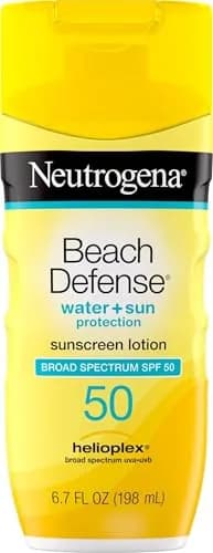 Neutrogena Beach Defense Sunscreen Lotion SPF 50, 198ml (6.7 fl oz) | Broad Spectrum UVA/UVB Protection thumbnail 1