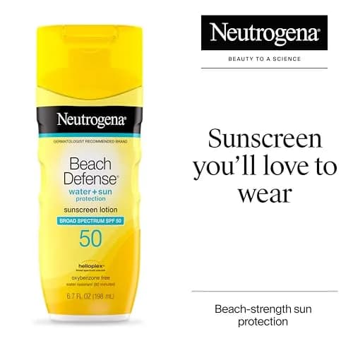 Neutrogena Beach Defense Sunscreen Lotion SPF 50, 198ml (6.7 fl oz) | Broad Spectrum UVA/UVB Protection thumbnail 2