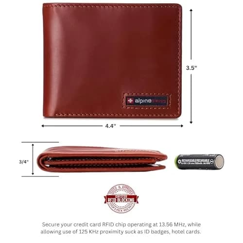 Alpine Swiss Spencer RFID Leather Bifold Wallet for Men | 11.1 cm (4.37") | 14 Card Slots thumbnail 3