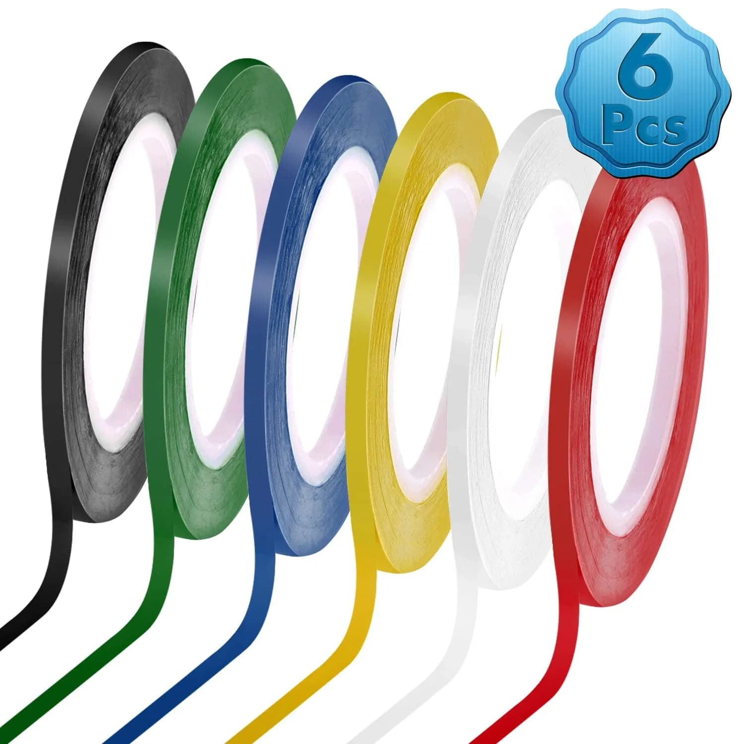 cridoz 1/8 inch Whiteboard Tape 6 Rolls (1296 ft Total) | Grid & Chart Tape for Organization