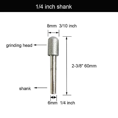 Lala Smill 1/4" Shank Diamond Grinding Burr Set, 20pcs 120 Grit Sphere, Cylinder, Bullet, Taper Heads | For Hard Materials thumbnail 3
