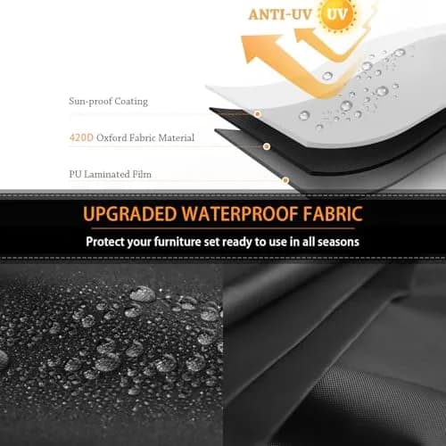 CKCLUU Patio Furniture Cover 208 cm x 158 cm x 76 cm | Waterproof 420D Oxford Fabric with Buckles thumbnail 4