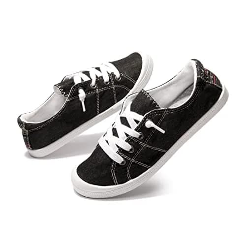 BENEKER Women's Slip-On Canvas Sneakers Low Top Walking Shoes Black Size 6 (US Women's) | Breathable & Lightweight for Daily Wear thumbnail 8
