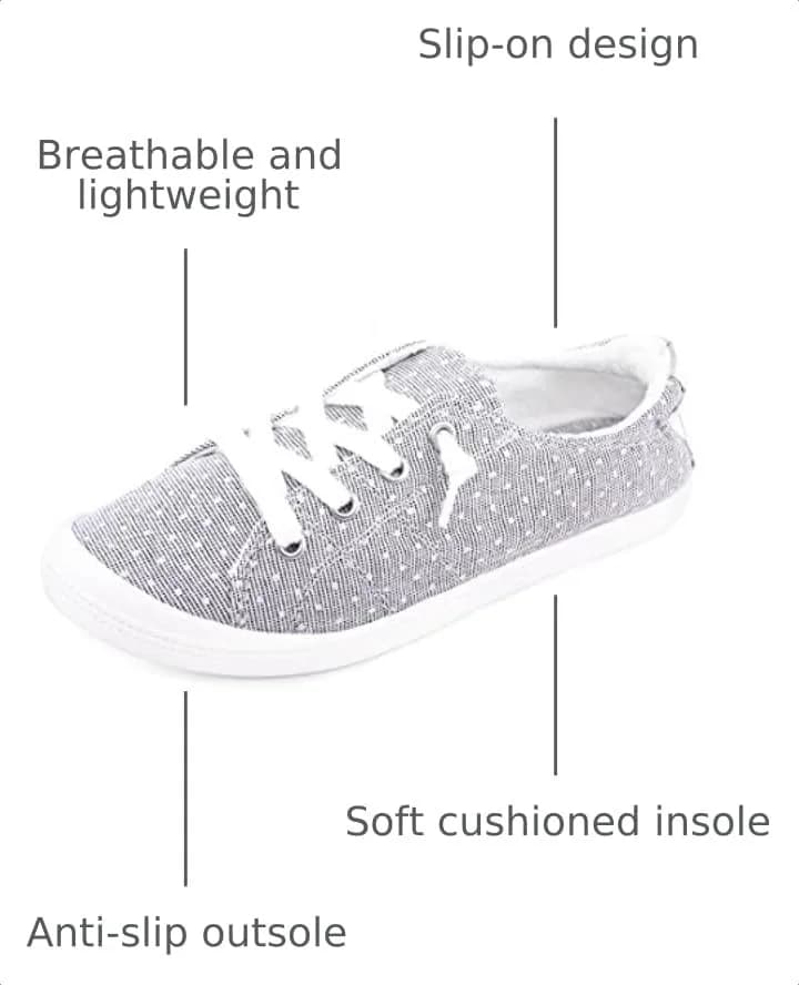 BENEKER Women's Low Top Canvas Sneakers with Polka Dots, Size 8 (US 8 / 25.4 cm) thumbnail 4