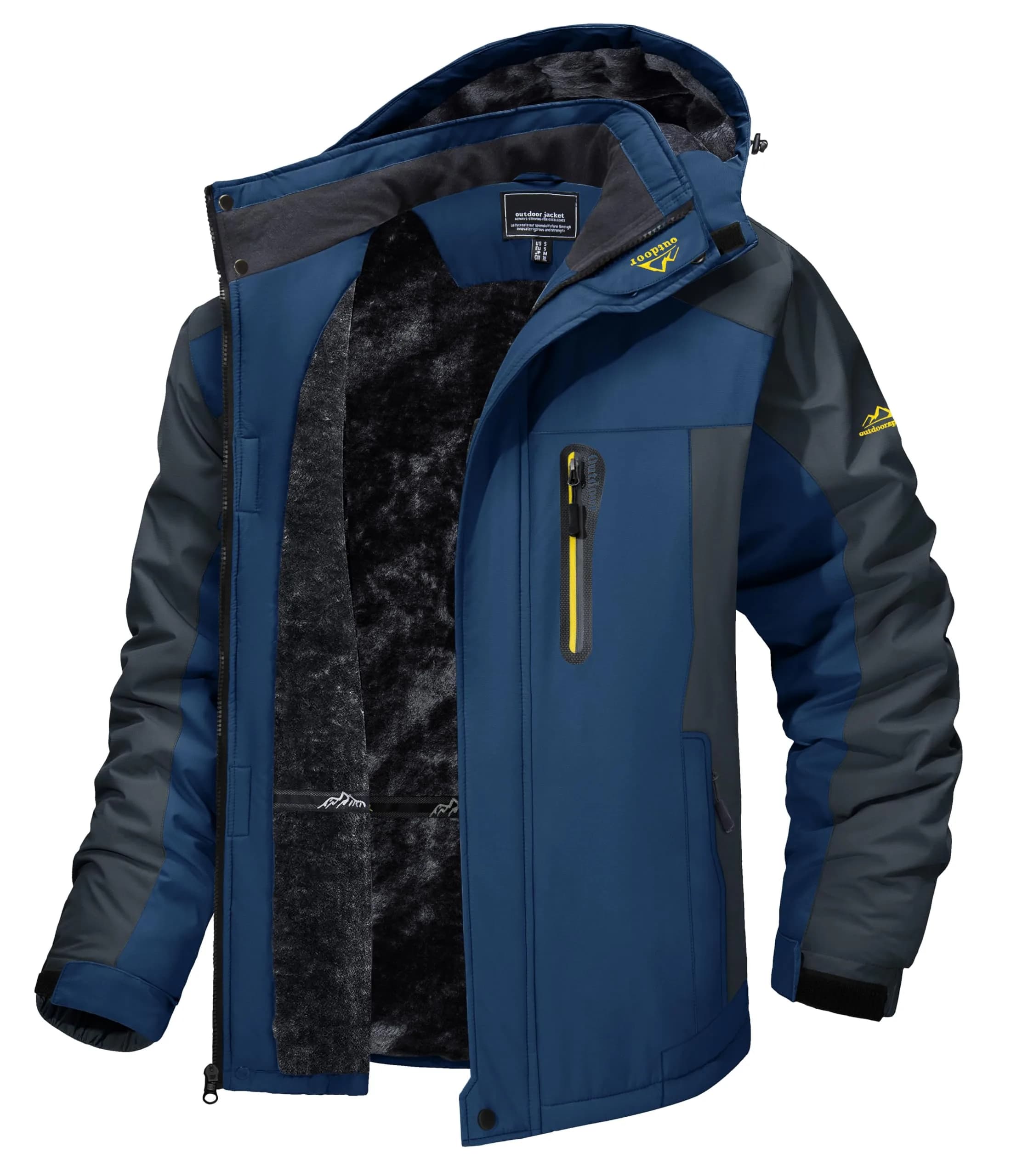 TACVASEN Men's Winter Ski Jacket Navy XL | Water Resistant, Windproof, Fleece Lined