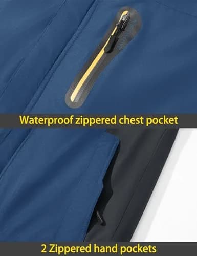 TACVASEN Men's Winter Ski Jacket Navy XL | Water Resistant, Windproof, Fleece Lined thumbnail 6