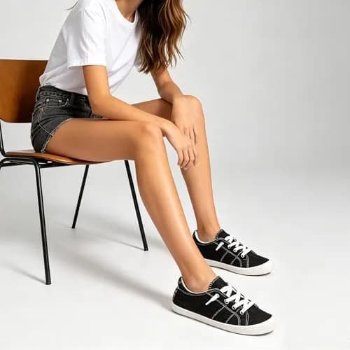 BENEKER Women's Slip-On Canvas Sneakers Low Top Walking Shoes Black Size 11 (28.5cm) thumbnail 2
