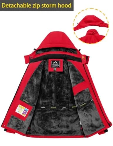 TACVASEN Men's Waterproof Ski Jacket Red XL | Windproof Fleece Lined Snowboard Coat thumbnail 4
