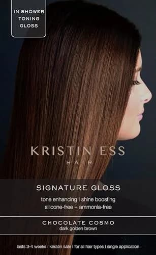 Kristin Ess Hair Gloss Chocolate Cosmo Dark Golden Brown 118ml (4 Fl Oz) | Semi-Permanent Color Depositing Conditioner for Vibrant Shine thumbnail 1