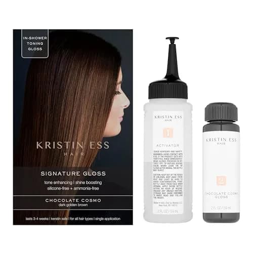 Kristin Ess Hair Gloss Chocolate Cosmo Dark Golden Brown 118ml (4 Fl Oz) | Semi-Permanent Color Depositing Conditioner for Vibrant Shine thumbnail 2