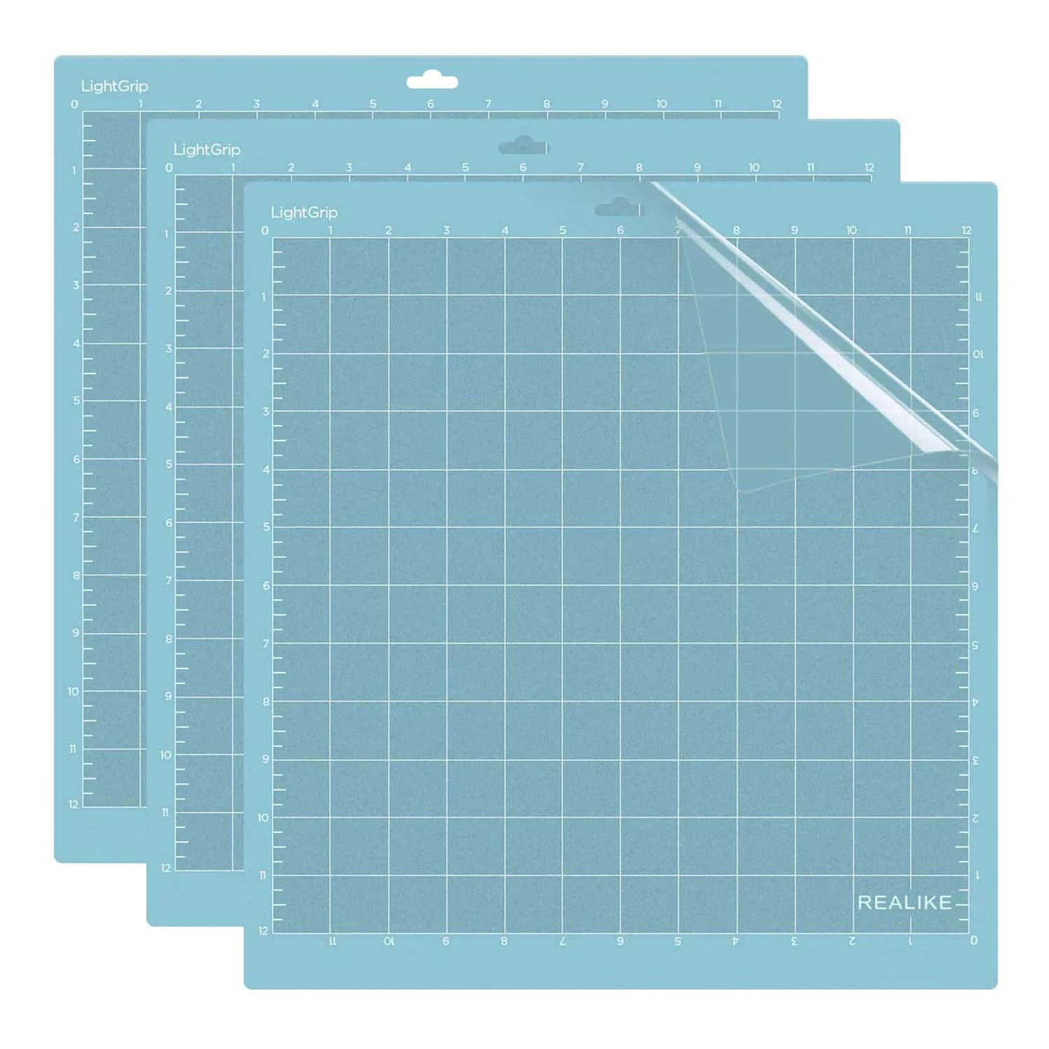 REALIKE 12x12 LightGrip Cutting Mat (3 Pack) | Gridded Adhesive Non-Slip Mat for Cricut Crafts