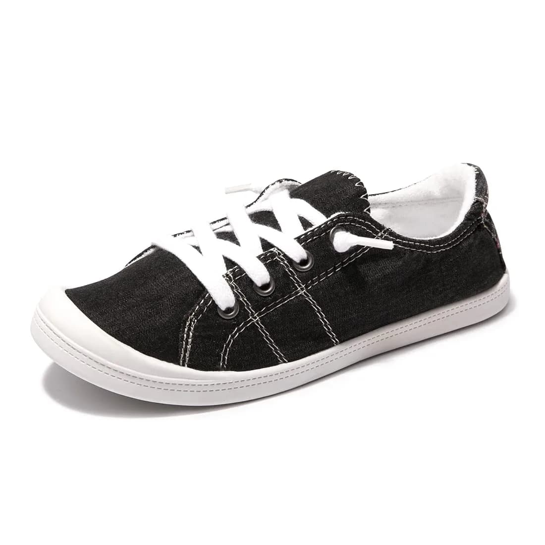BENEKER Women's Slip-On Canvas Sneakers Low Top Walking Shoes Black | Breathable Lightweight Comfort for Everyday Wear