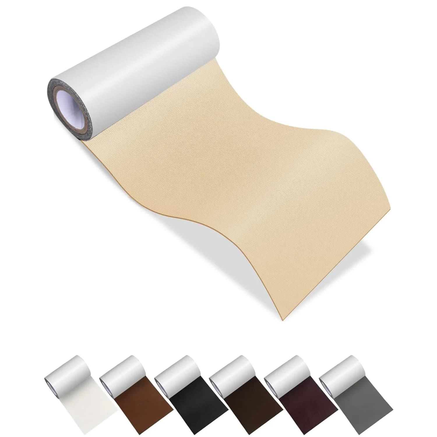 Numola Gray PU Leather Repair Patch 10cm x 152cm (4" x 60") | Anti-Scratch Upholstery Tape for Sofas, Car Seats, Bags — Dark Brown