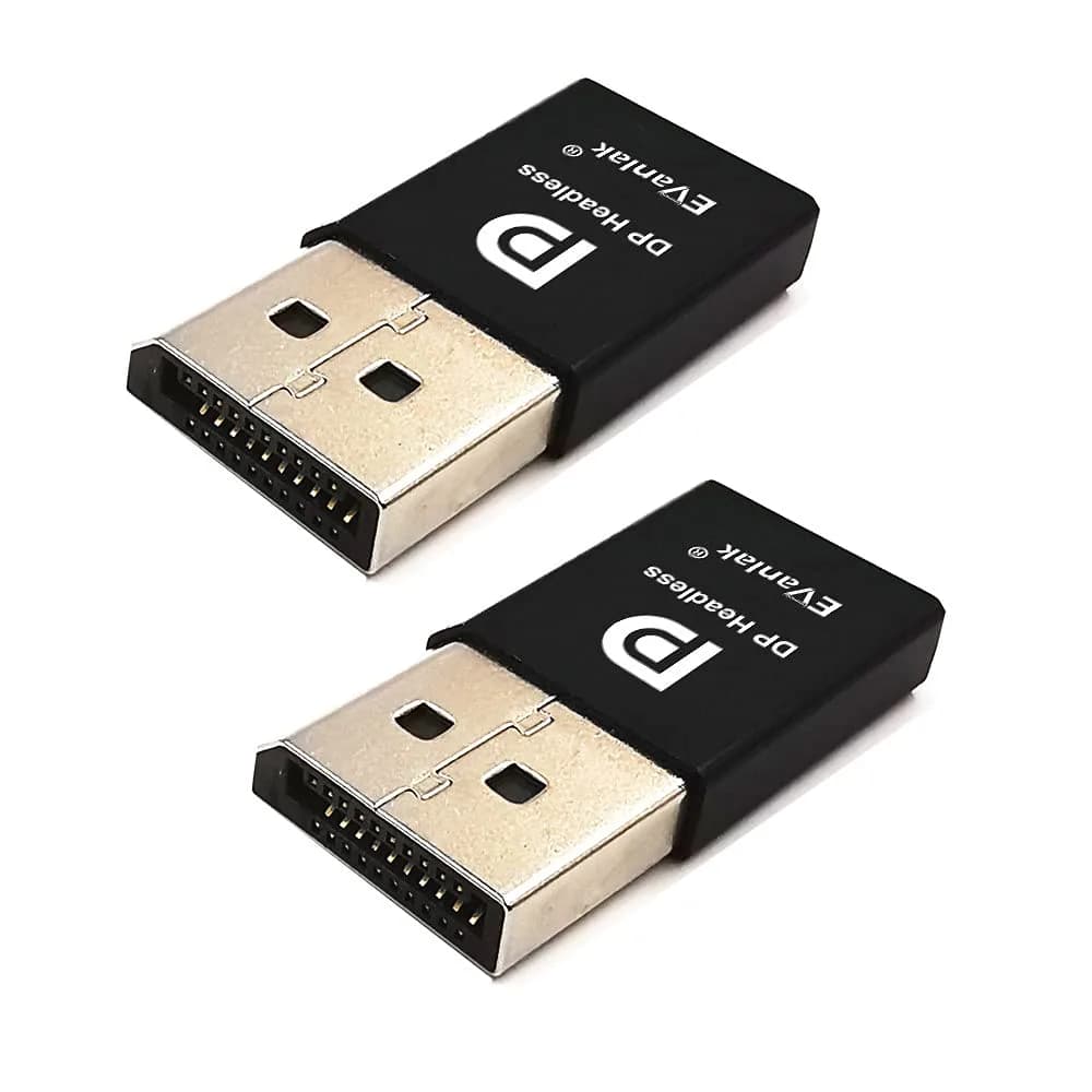 EVanlak DisplayPort Headless Ghost Emulator 3-Pack | 4K DP Dummy Plug for Remote GPU Processing — E1080P-2